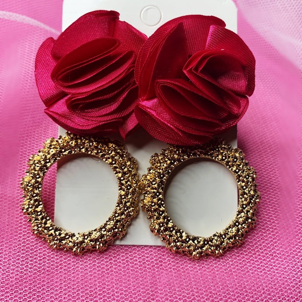 Pink Floral Earrings